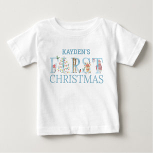 Erste Weihnachtsbriefe Süße Tier Briefe Name Baby T-shirt