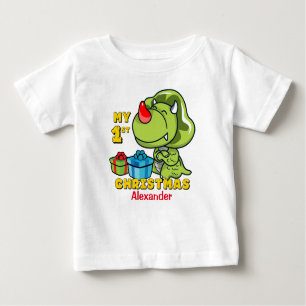 Erste Weihnachtsdinosaurier Custom Baby T-shirt
