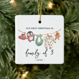 Erste Weihnachtsfamilie 3 mit Foto niedlich boho Keramikornament