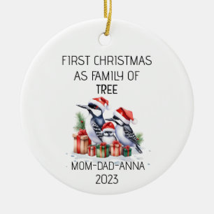 Erste Weihnachtsfamilie der Baumspecht Keramik Ornament