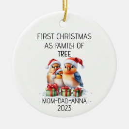 Erste Weihnachtsfamilie der Baumvögel Keramik Ornament