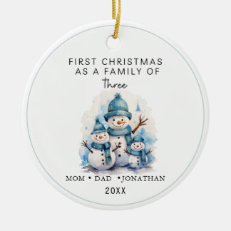 Erste Weihnachtsfamilie der Drei Pinguine Keramik Ornament