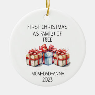 Erste Weihnachtsfamilie von Baumvorführungen Keramik Ornament