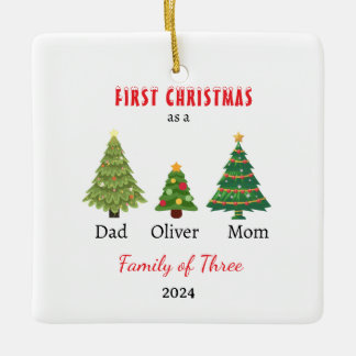 Erste Weihnachtsfamilie von drei Fotos Keepake Keramikornament