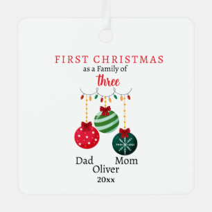 Erste Weihnachtsfamilie von drei Fotos Keepake Ornament Aus Metall