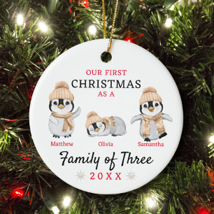 Erste Weihnachtsfamilie von drei Keramik Ornament