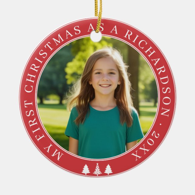 Erste Weihnachtsfeier-Adoption Keramik Ornament (Vorne)