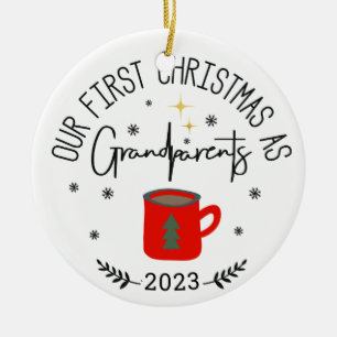 Erste Weihnachtsfeier als Großeltern Kaffeecup Keramik Ornament