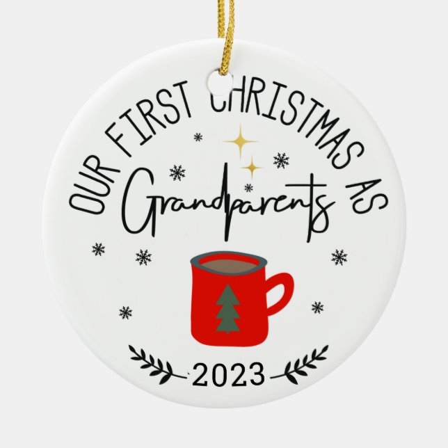 Erste Weihnachtsfeier als Großeltern Kaffeecup Keramik Ornament (Vorne)