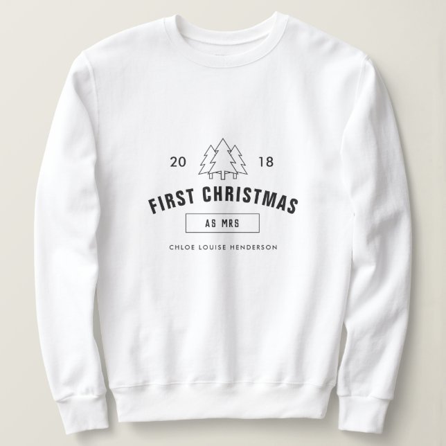 Erste Weihnachtsfeier als Personalisierter Nachnam Sweatshirt (Design vorne)