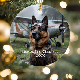 Erste Weihnachtsfeier Deutscher Schäferhund Pilot Keramik Ornament