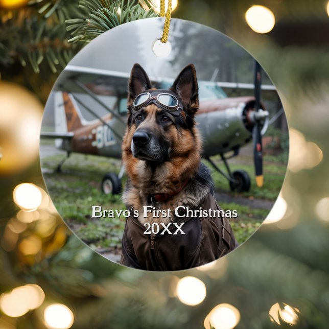Erste Weihnachtsfeier Deutscher Schäferhund Pilot  Keramik Ornament (Von Creator hochgeladen)