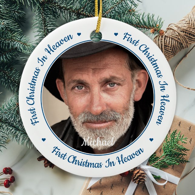 Erste Weihnachtsfeier im Himmel Gewohnte 2-Foto-Ge Keramik Ornament (Von Creator hochgeladen)