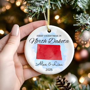 Erste Weihnachtsfeier im Nord-Dakota-Staat Keramik Ornament