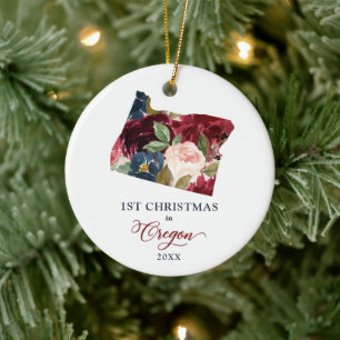 Erste Weihnachtsfeier in Oregon - Personalisiertes Keramik Ornament