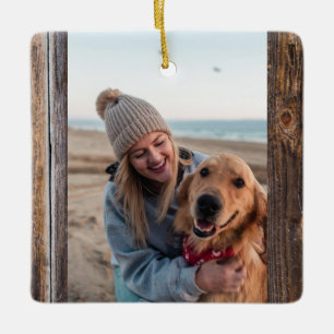 Erste Weihnachtsfeier mit Hund Foto Rustikales Bra Keramikornament