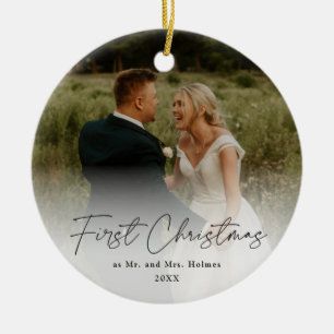 Erste Weihnachtsfeier Modernes handgeschriebenes H Keramik Ornament