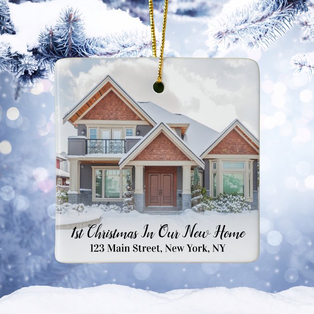 Erste Weihnachtsfeier Neue Zuhause-Adresse Housewa Keramikornament (First Christmas New Home Address Housewarming Ceramic Ornament
)