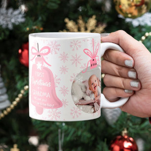 Erste Weihnachtsfeier Oma Glocke Rosa Schneeflocke Kaffeetasse