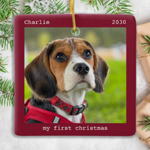 Erste Weihnachtsfeier Personalisierte Hunde Welpen Keramikornament