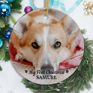 Erste Weihnachtsfeier Personalisierter Hund Welpe Keramik Ornament