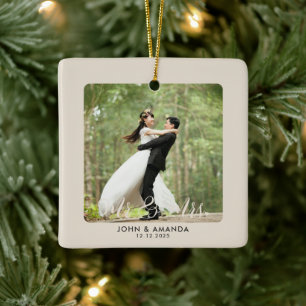 Erste Weihnachtsfeier Verheiratet Retro Mr. und Mr Keramikornament