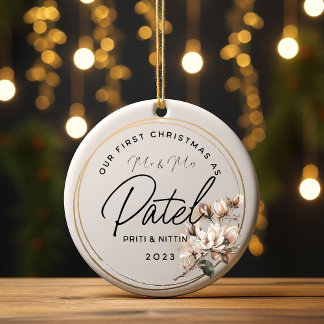 Erste Weihnachtsfeier Verheiratete Keramik Ornamen Ornament