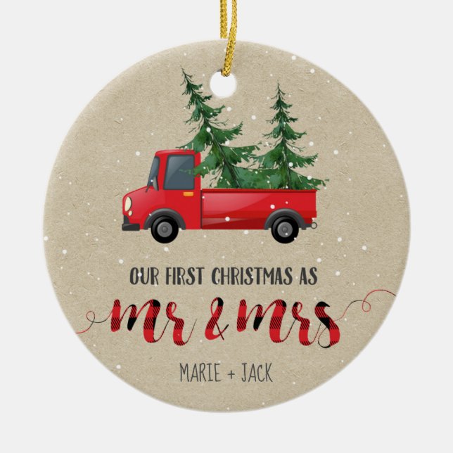 Erste Weihnachtsfeier Verheiratetes Ornament Perso (Vorne)