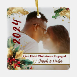 Erste Weihnachtsfeier Verlobt, Verlobung Foto 1. W Keramikornament