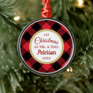 Erste Weihnachtsfeier von Herrn und Frau Buffalo K Ornament Aus Metall