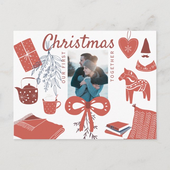 Erste Weihnachtsfeier zusammen neues Foto Gruß Postkarte (Vorderseite)