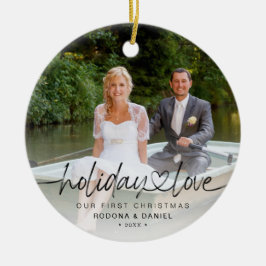 Erste Weihnachtsfeiertage Liebe 2 Fotos Keramik Ornament