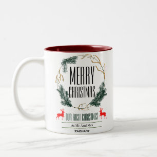 Erste Weihnachtsfeiertage Skriptfamilie Zweifarbige Tasse