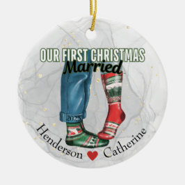Erste Weihnachtsfeiertage Verheirateten Socken Keramik Ornament