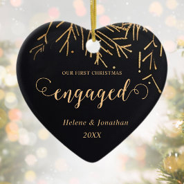 Erste Weihnachtsfeiertage Verlobt Black Gold Einzi Keramik Ornament