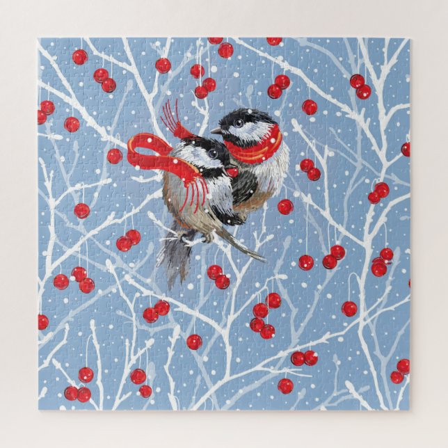 Erste Weihnachtsferien Chickadees Jigsaw Puzzle (Vertikal)