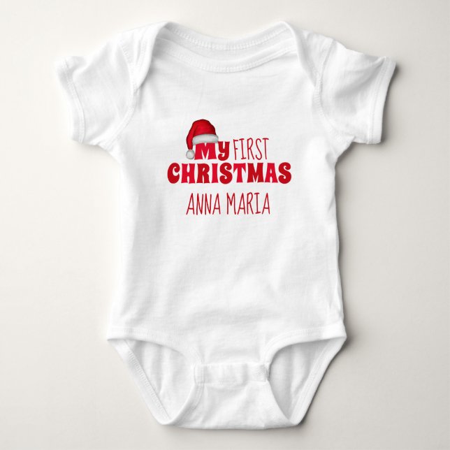 Erste Weihnachtsferien Personalisiert Niedlich Neu Baby Strampler (Vorderseite)