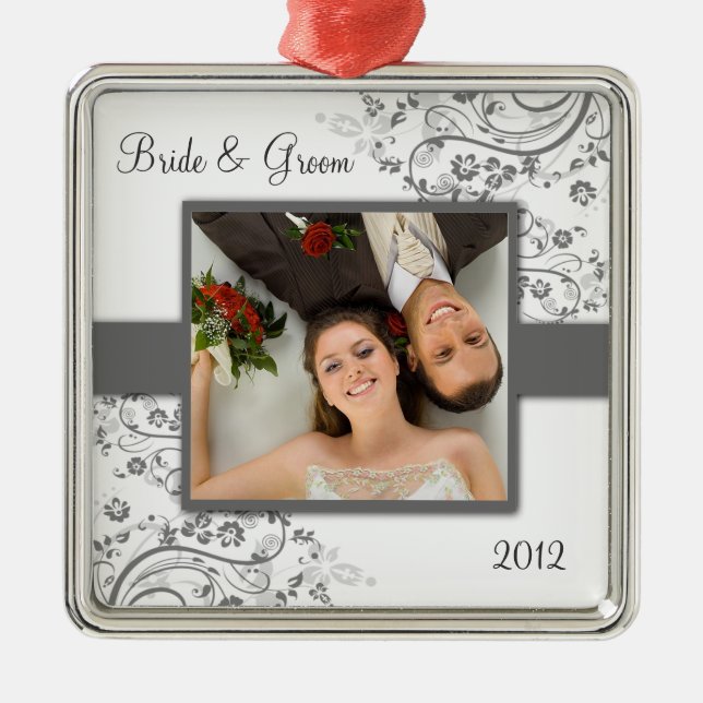 Erste WeihnachtsFoto-Verzierung Ornament Aus Metall (Vorne)