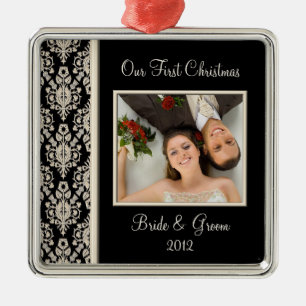 Erste WeihnachtsFoto-Verzierung Silbernes Ornament