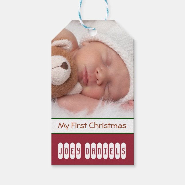 Erste Weihnachtsfotografie Weihnachtsgeschenk-Tag Geschenkanhänger (Vorderseite)