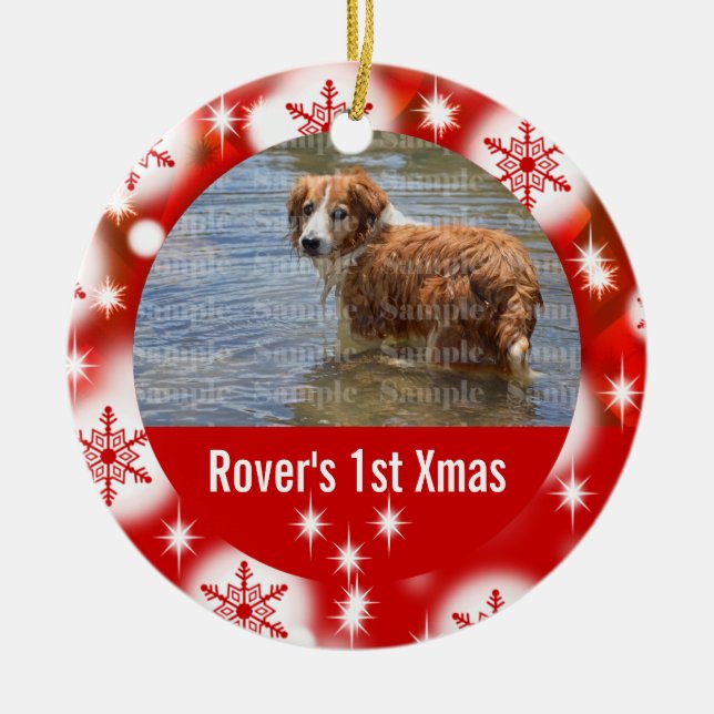 Erste WeihnachtsFotohaustiere Keramikornament (Vorne)