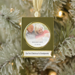 Erste Weihnachtsgroßeltern Foto Jahr Banner-Ornament Gold