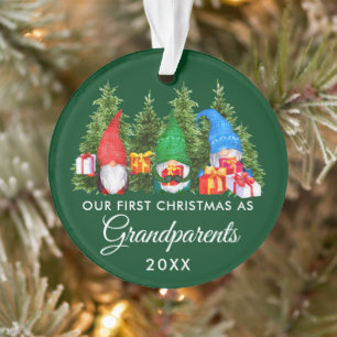 Erste Weihnachtsgroßeltern Gnomes Trees Green Ornament