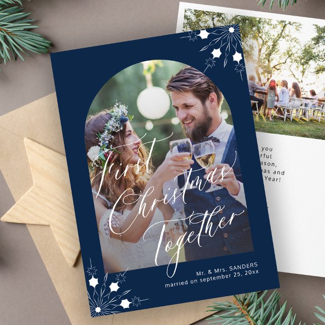 Erste Weihnachtsjunge Foto Schneeflocken Feiertagskarte (Von Creator hochgeladen)