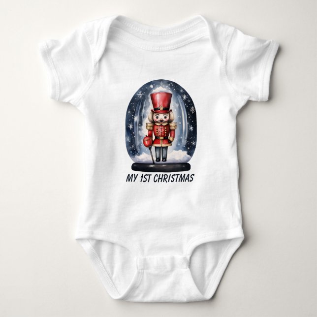 erste Weihnachtsjunge Nutcracker Wasserfarbe Baby Strampler (Vorderseite)