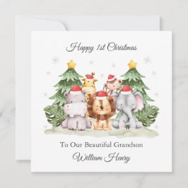 Erste WeihnachtsJungle Tiere Weihnachtskarte Feiertagskarte