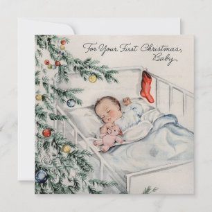 Erste Weihnachtskarte für Vintages Baby Feiertagskarte