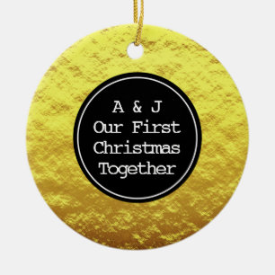 Erste Weihnachtsmonogramm-Initialen Faux Golden Fo Keramik Ornament