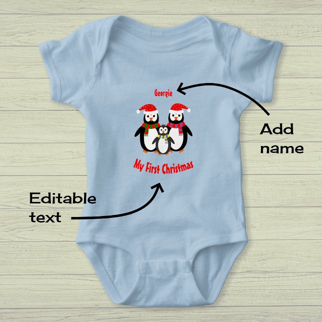 Erste Weihnachtsnachtsnachtsnachtsnacht Pinguine Baby Strampler (Von Creator hochgeladen)