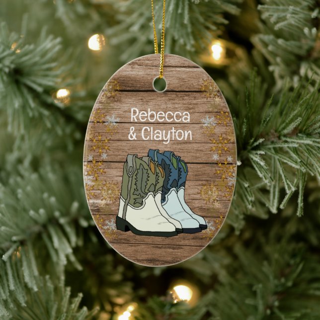 Erste Weihnachtspaare Neues Zuhause Land Keramik Ornament (Baum)